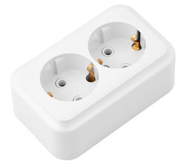 Розетка Bylectrica, 2-местная ОУ с заземляющим контактом, серия ПРАЛЕСКА, белый РА16-261 