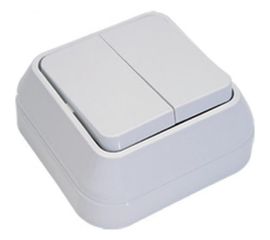 Выключатель накладной двухклавишный, белый Makel Siva Ustu 45103 