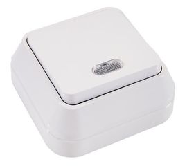 Выключатель Makel белый одноклавишный накладной с подсветкой 45121 