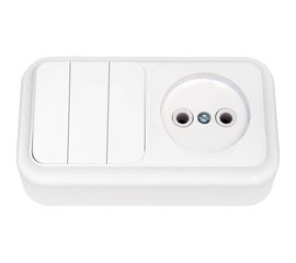 Блок Bylectrica 3 выключателя + розетка ОУ, серия ПРАЛЕСКА, белый, 3В-РЦ-525 