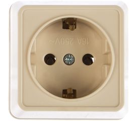 Розетка IEK ОКТАВА, 1 местная c з/к, 16А, наружный, кремовый, ERO11-K33-16-DC 