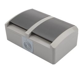 Двойная накладная розетка KRANZ керамика, горизонтальный блок с/з IP54 16А серая KR-78-0614 