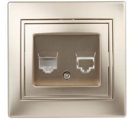 Информационная розетка Intro 130304 RJ45, IP20, СУ, Plano, шампань Б0030087 