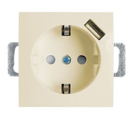 1-местная розетка STEKKER с заземлением, механизм, 250В, 16А, с USB 1А, слоновая кость PST16-9111-02 