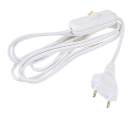 Шнур с выключателем IEK УШ-1КВ, 2м, ПВС 2x0,75, 6А, ИЭК WUP20-02-K01 