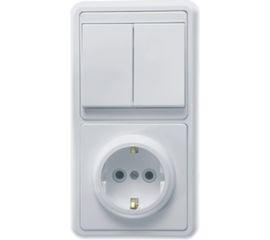 Комбинированный блок Кунцево-Электро БЭЛЛА скрытой установки выключатель+розетка БКВР-032 5831 