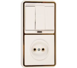 Комбинированный блок Кунцево-Электро БЭЛЛА скрытая установка выключатель с подсветкой+розетка БКВР-212 З 5842 