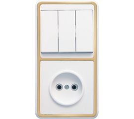 Комбинированный блок Кунцево-Электро БЭЛЛА скрытая установка выключатель+розетка БКВР-039З 5840 