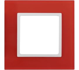 Рамка ЭРА 14-5101-23 на 1 пост, стекло, Elegance, красный+белый Б0034478 