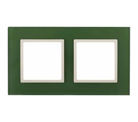 Рамка ЭРА 14-5102-27 на 2 поста, стекло, Elegance, зелёный+слоновая кость Б0034499 