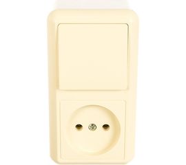 Комбинированный блок Кунцево-Электро ОПТИМА открытой установки, 1 клавиша, выключатель+розетка БКВР-427 с/к 8082 