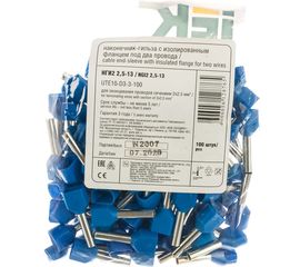 Наконечник IEK НШвИ, 2x2.5-12, ИЭК, НГИ2, 100шт, синий UTE10-D3-3-100 