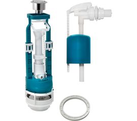 Кнопочная арматура для бачка ИНКОЭР 1-режим, боковая подводка, металлическая кнопка ИС.131036 