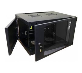 Шкаф настенный TWT Next, 6U 550x450, стеклянная дверь, черный TWT-CBWNG-6U-6x4-BK 