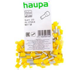Конечная изолированная гильза HAUPA 6/12 цвет желтый упаковка 100 шт. 270818 