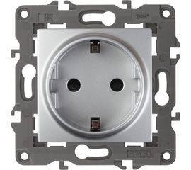 Розетка со шторками ЭРА Elegance 2P+E Schuko, 16A-250В, IP20, алюминий 14-2102-03 Б0034274 