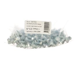 Болт Стройметиз полная резьба DIN933 М6х12, класс прочности 5.8, цинк 100 шт. 3011208 