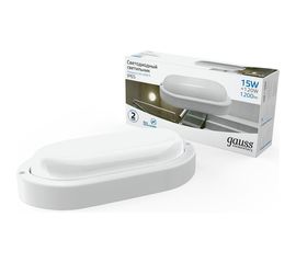 Светильник Gauss ЖКХ Elementary овал 15W 1200lm 6500K 160-260V IP65 200х98х46мм белый LED 1/40 161411315 