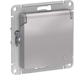 Розетка Schneider Electric AtlasDesign Алюминий с заземлением, со шторками, 16А ATN000346 