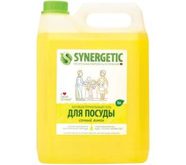 Средство для мытья посуды 5л лимон антибактериальное SYNERGETIC 103500 605560 