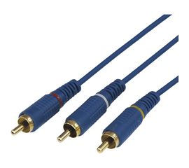 Шнур REXANT 3 RCA - 3 RCA, длина 3 метра, синий 17-0204-1 