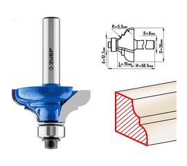 Фреза кромочная калевочная №3 ПРОФЕССИОНАЛ (35х17.5х58 мм; R6.3 мм; хвостовик 8 мм) Зубр 28703-35 