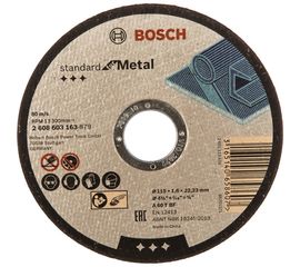 Круг отрезной по металлу Standard 115х22.2х1.6 мм Bosch 2608603163 