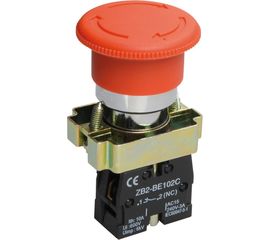 Аварийная кнопка управления IEK LAY5-BS542 Грибок, с фиксацией, ИЭК BBG90-BS-K04 