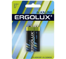 Батарейка Ergolux 6LR61, 9В, Alkaline, BL-1 11753 