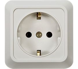 Одинарная розетка IN HOME с заземлением BOLLETO белая накладная 7028 4680005959792 