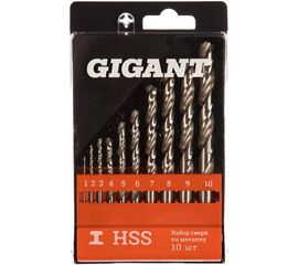 Набор сверл по металлу НС9 (10 шт; от 1 до 10 мм, шаг 1 мм) Gigant GT-155 