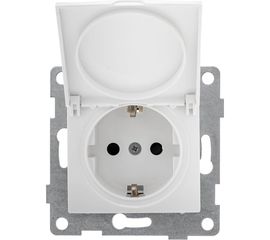 Розетка GUSI ELECTRIC Bravo 1-ой с/з с з/ш и крышкой, СУ, 16А, 250В, белый С10Р91-001 