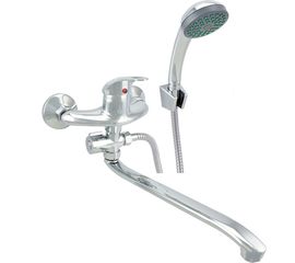 Ванно-душевой смеситель Juguni одноручный со шлангом и хромированной лейкой JGN0120 L-излив 0402.609 