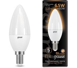 Светодиодная лампа LED E14 6.5W 3000К Gauss Candle 103101107 