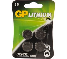 Литиевая дисковая батарейка GP Lithium CR2032-4 шт. CR2032-7CRU4 