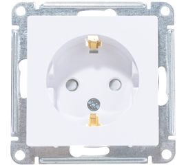 Механизм розетки Schneider Electric 1-м СП ATLAS DESIGN с заземлением, защитные шторки 16А белый ATN000145 