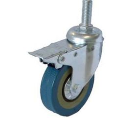 Колесо серая резина крепление болтом М12 с тормозом SCTGB42 100 мм MFK-TORG 3064100 