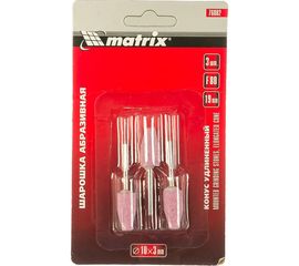 Шарошка абразивная (3 шт; 10x19x3 мм; F80; конус удлиненный) MATRIX 76002 