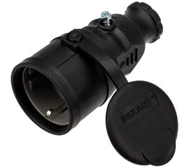 Переносная розетка REXANT влагозащищенная с крышкой, с/з, 16 А, IP44 каучук 111-004 