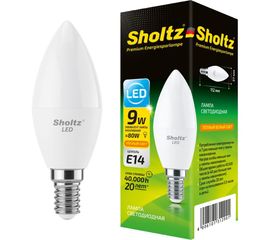 Светодиодная лампа Sholtz свеча 9Вт E14 2700К C37 220-240В пластик LEC3129 