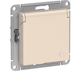 Розетка Schneider Electric AtlasDesign Бежевый с заземлением, со шторками, с крышкой, 16А ATN000246 