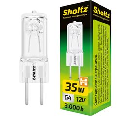 Галогенная лампа Sholtz капсула 35Вт G4 2800К JCD 12В 30мм стекло HJC2034 