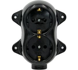 Двухместная розетка SVET РА16-5220 черная серия ретро SV0302-0022 