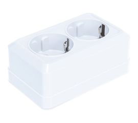 Двойная розетка с заземлением, белая UNIVersal Олимп О0128 