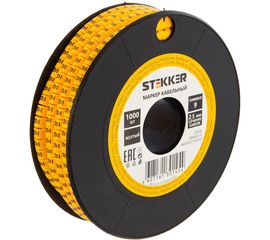 Кабель-маркер STEKKER 9 для провода сеч.2,5мм, желтый, CBMR25-9 39106 