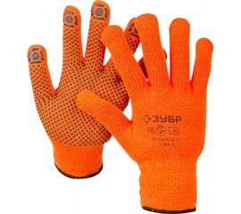 Утепленные, акриловые перчатки с защитой от скольжения Зубр ЭКСПЕРТ 10 класс, сигнальный цвет, р.L-XL 11464-XL 