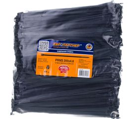 Кабельная нейлоновая стяжка ЕВРОПАРТНЕР PRNS 200x4.8 черная атмосферостойкая, 500 шт. 76062458 