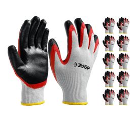 Трикотажные перчатки с двойной обливной ладонью из латекса Зубр МAСTEP р. L-XL, 10 пар 11459-K10 