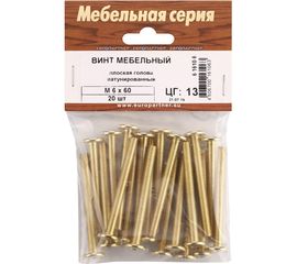 Мебельный винт с плоской головкой ЕВРОПАРТНЕР латунир. М6х60 20шт. 6 1610 6 
