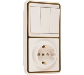 Комбинированный блок Кунцево-Электро БЭЛЛА скрытая установка выключатель+розетка БКВР-036 З 5848 